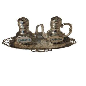 Vintage Pewter Tea Set Salt and Pepper Shaker Canada